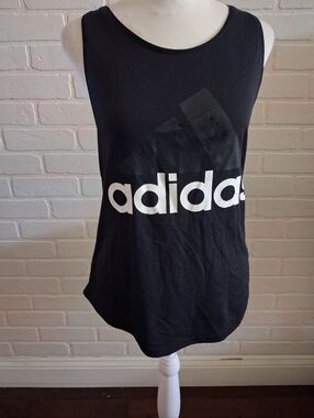Adidas Black Tank Top with White Logo